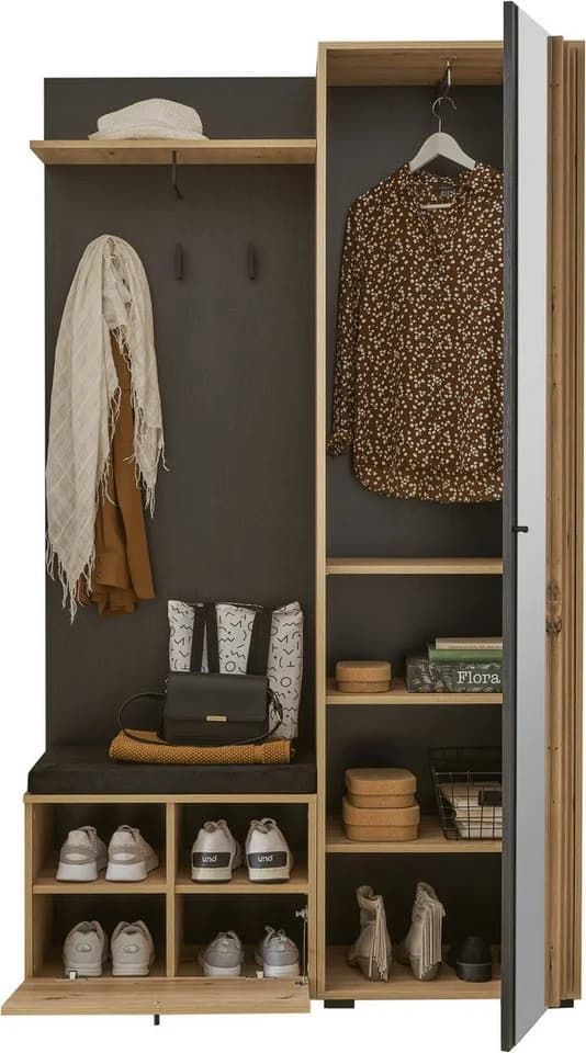HBZ Volano Kompaktgarderobe Schwarz Eiche Artisan mit Softclose - Bild 4
