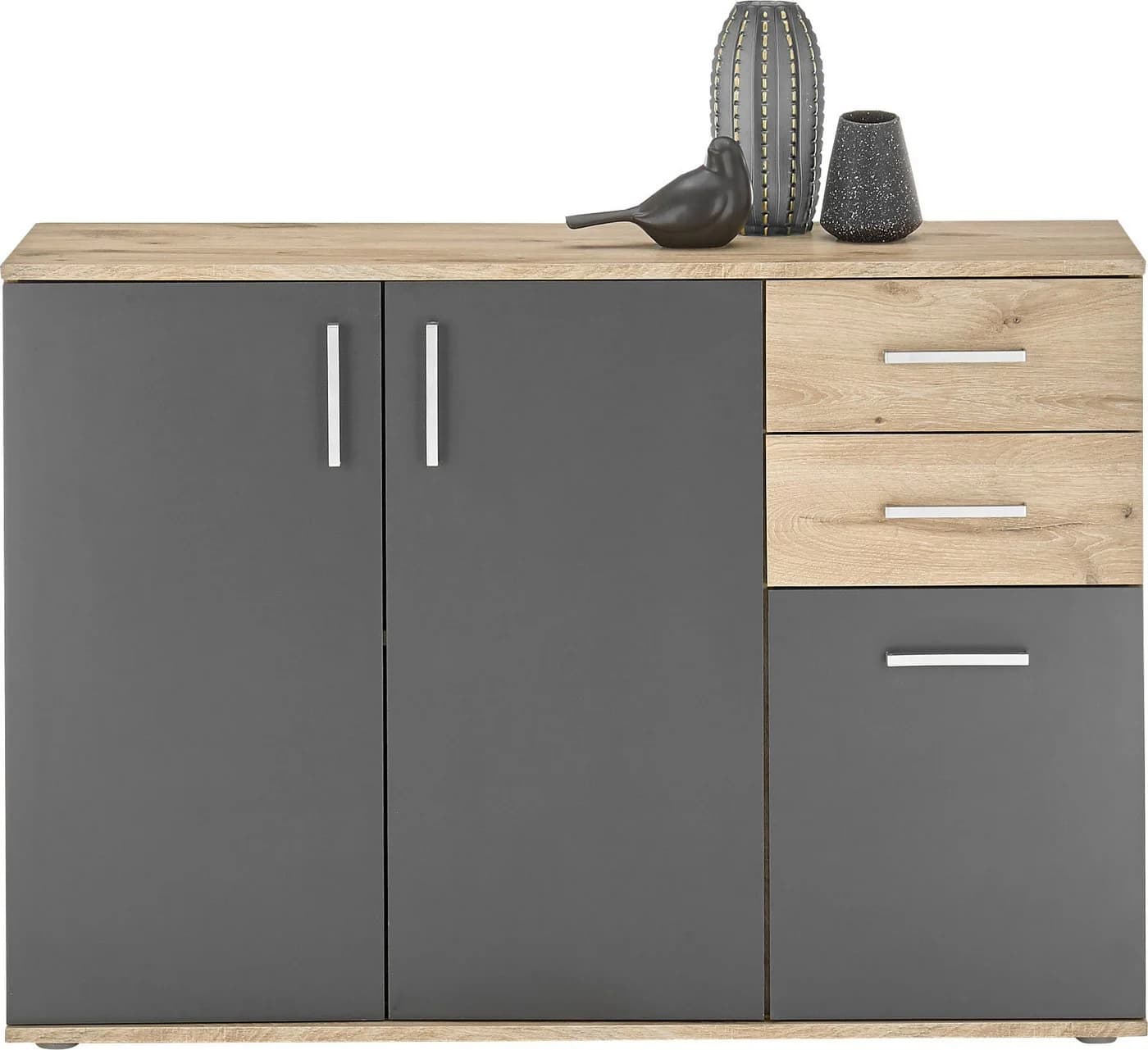 HBZ Kommode BC-Drift-2 Sideboard 3 Türen 2 Schubkästen Braun Grau