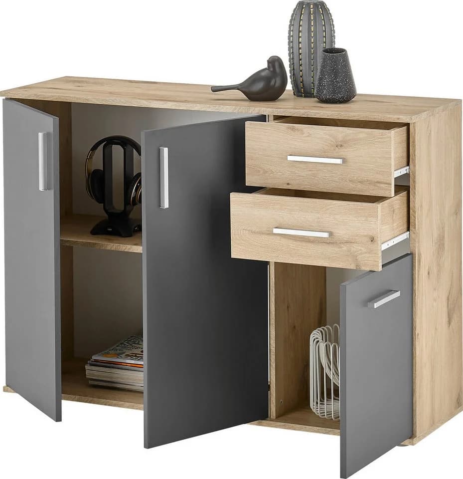 HBZ Kommode BC-Drift-2 Sideboard 3 Türen 2 Schubkästen Braun Grau - Bild 4