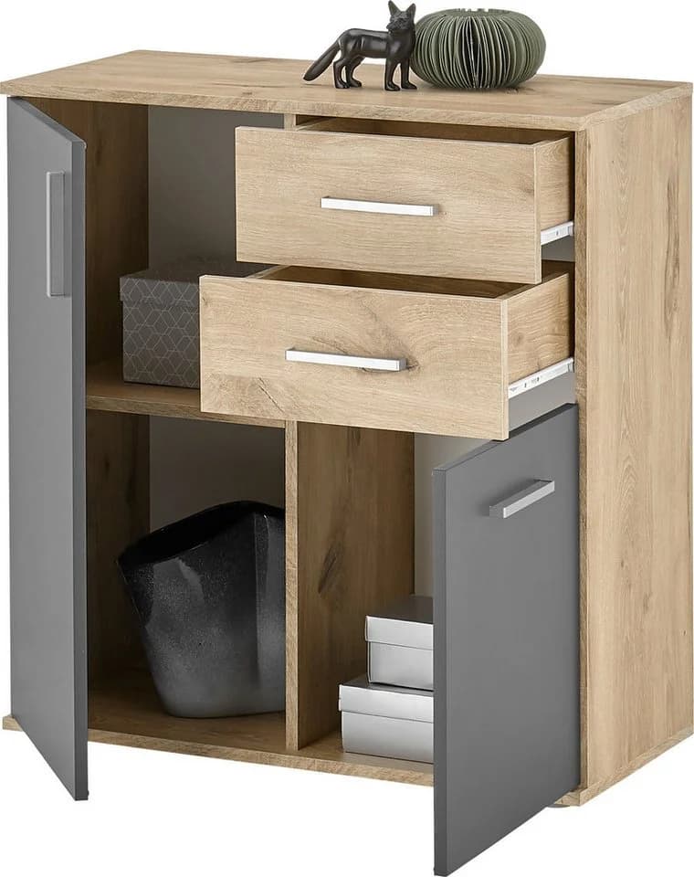Bega Consult Kommode BC-Drift-2 Braun Grau 2 Türen 2 Schubladen - Bild 4