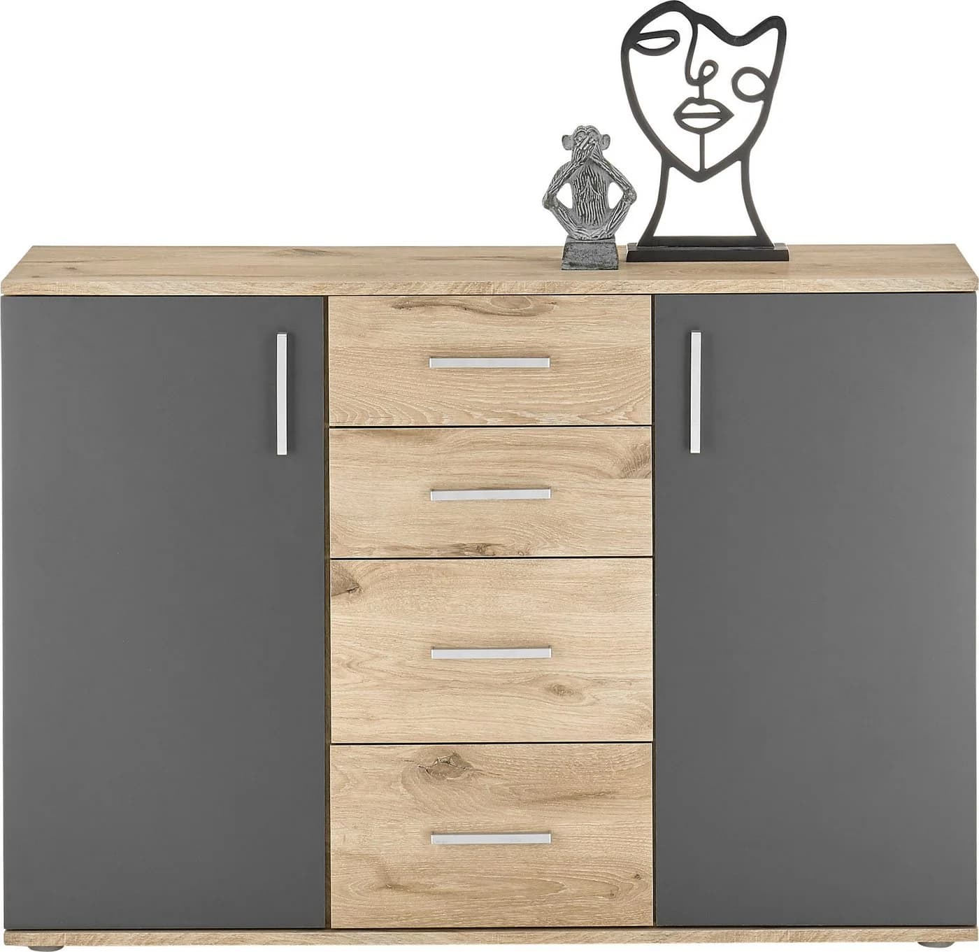 Mid.you Sideboard 120x84x35 cm Grau Braun 4 Schubladen 2 Türen - Bild 3