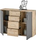 Mid.you Sideboard 120x84x35 cm Grau Braun 4 Schubladen 2 Türen Bild 4
