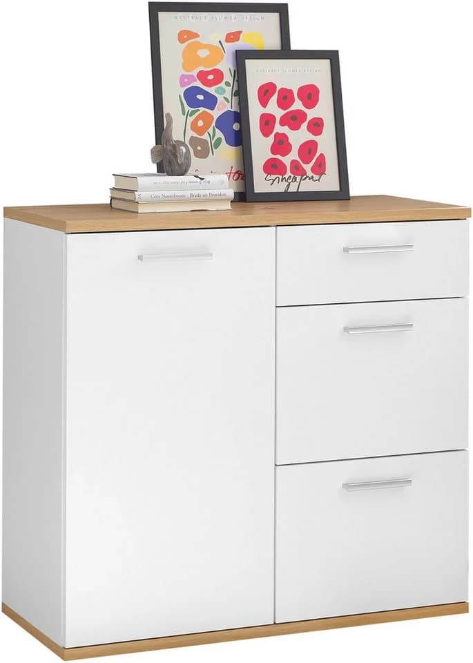 HBZ Kommode BC1035 Weiß Matt mit 3 Schubkästen und 1 Tür - Bild 3