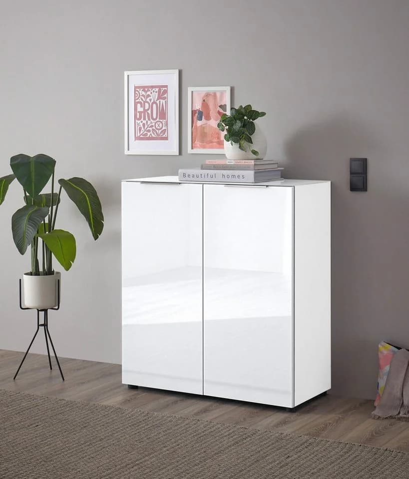 HBZ Kommode Santorin Weiß mit Glasfronten und Softclose - Bild 2