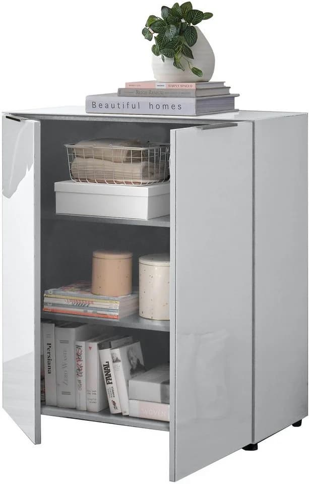 HBZ Kommode Santorin Weiß mit Glasfronten und Softclose - Bild 4