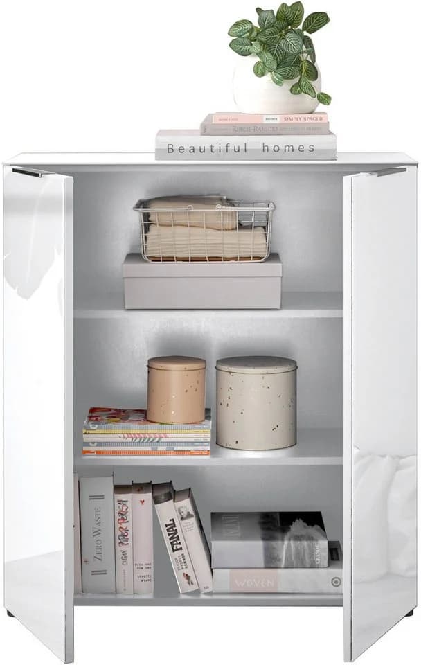HBZ Kommode Santorin Weiß mit Glasfronten und Softclose - Bild 5