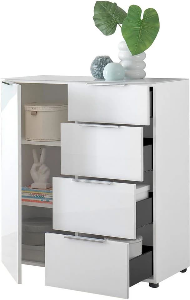 HBZ Santorin Sideboard Weiß mit Glasfront und Softclose-Schubkästen - Bild 4