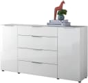 HBZ Kommode Santorin Weiß mit Glasfronten und Softclose Bild 1