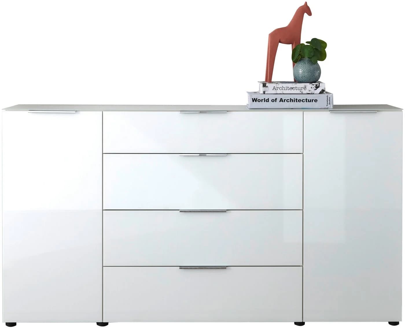 HBZ Kommode Santorin Weiß mit Glasfronten und Softclose - Bild 3