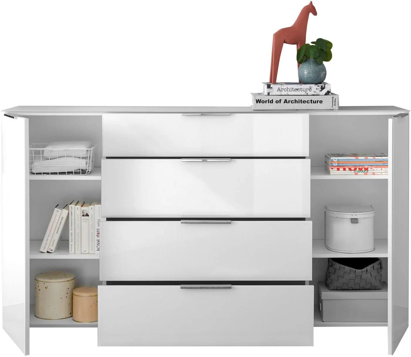 HBZ Kommode Santorin Weiß mit Glasfronten und Softclose - Bild 5