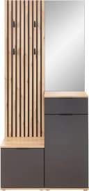 HBZ Simple Garderobe 4-tlg. Anthrazit Eiche Artisan mit Spiegel Bild 2