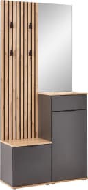 HBZ Simple Garderobe 4-tlg. Anthrazit Eiche Artisan mit Spiegel Bild 3