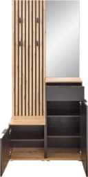 HBZ Simple Garderobe 4-tlg. Anthrazit Eiche Artisan mit Spiegel Bild 4