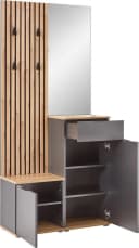 HBZ Simple Garderobe 4-tlg. Anthrazit Eiche Artisan mit Spiegel Bild 5