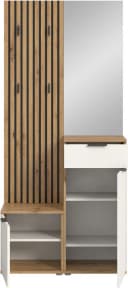 HBZ Garderobe Simple mit Spiegel und Bank Weiß Eiche Bild 4