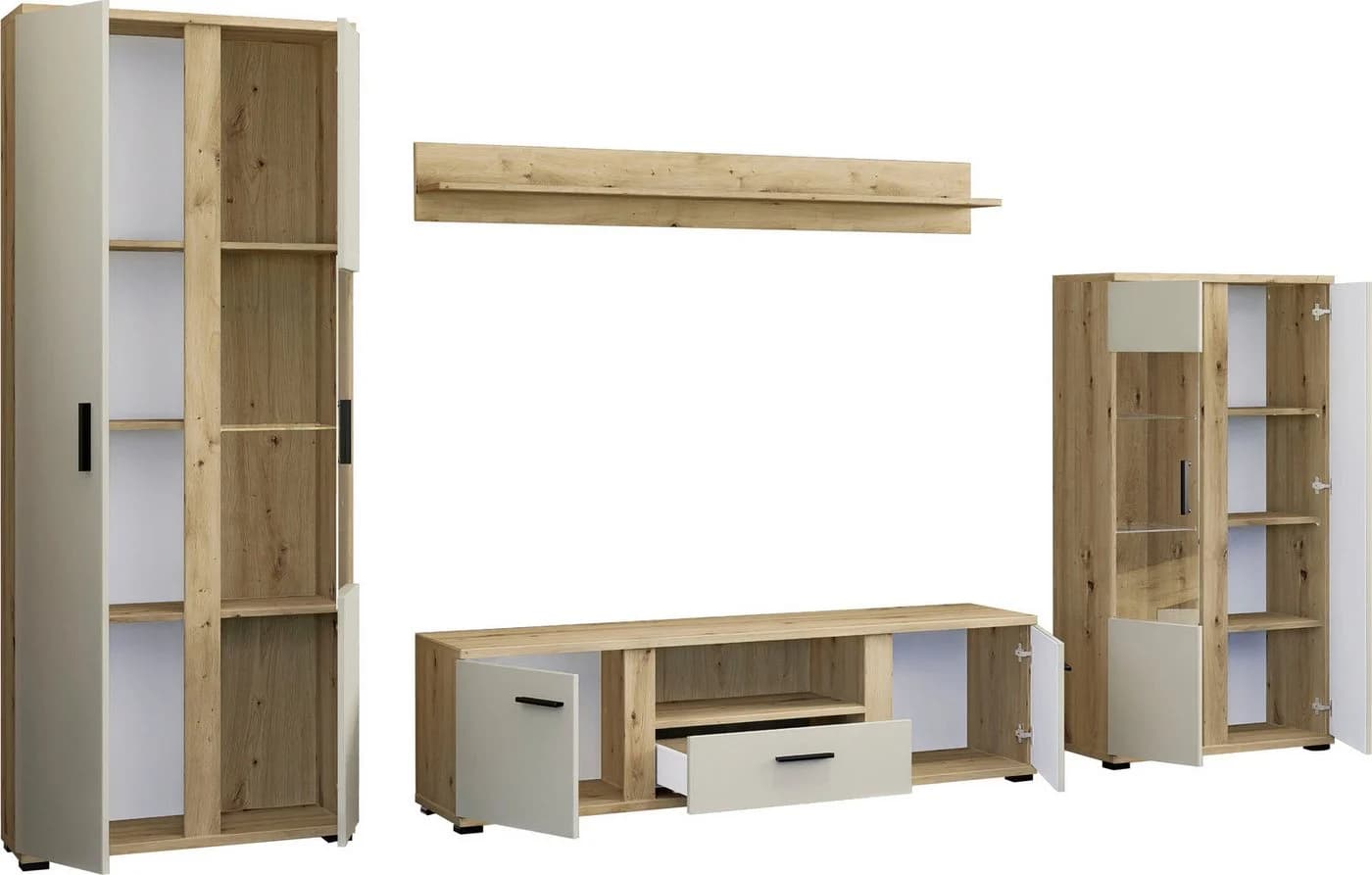 HBZ-MEBLE Wohnwand Kanada 4-tlg. Eiche/Kaschmir mit LED-Beleuchtung - Bild 5
