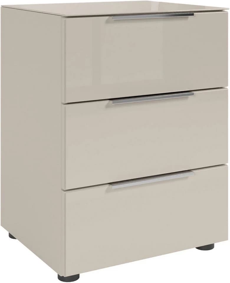 HBZ Santorin Nachtkonside Beige Glas 3 Schubladen Modern