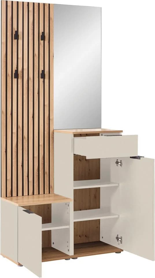 HBZ Simple Garderobe mit Spiegel und Bank kaschmir - Bild 5