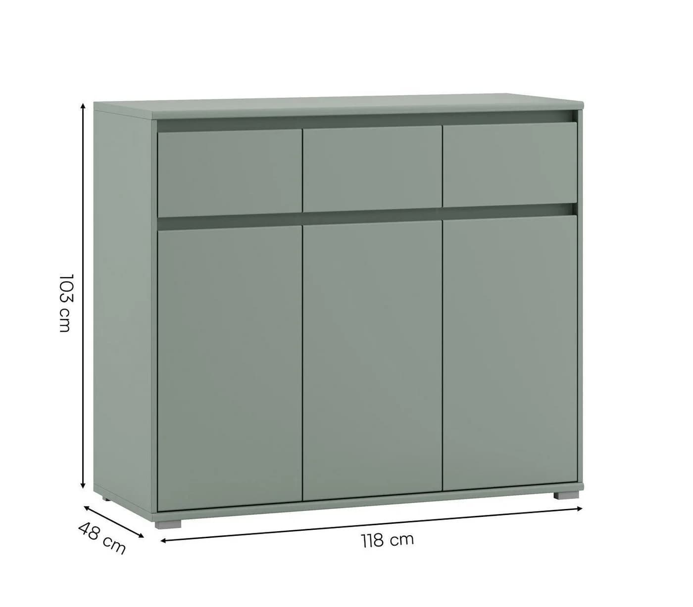 Bega Consult Kommode IKARUS Salbeigrün matt 3 Türen 3 Schubladen - Bild 4