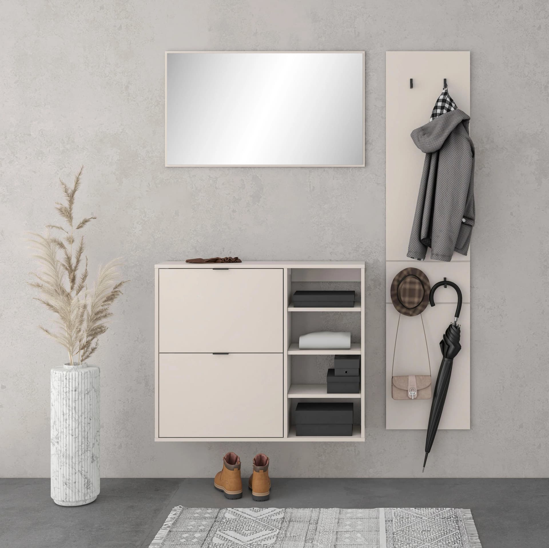Garderobenset HARPER BEJAR mit Spiegel und Schuhschrank