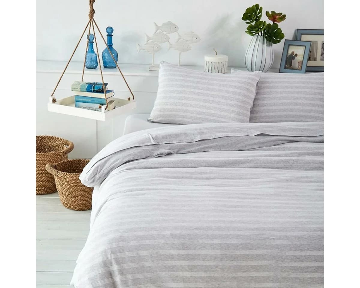 BETTWARENSHOP Bettwäsche Melangestreifen Jersey Grau Silber 2-teilig - Bild 2