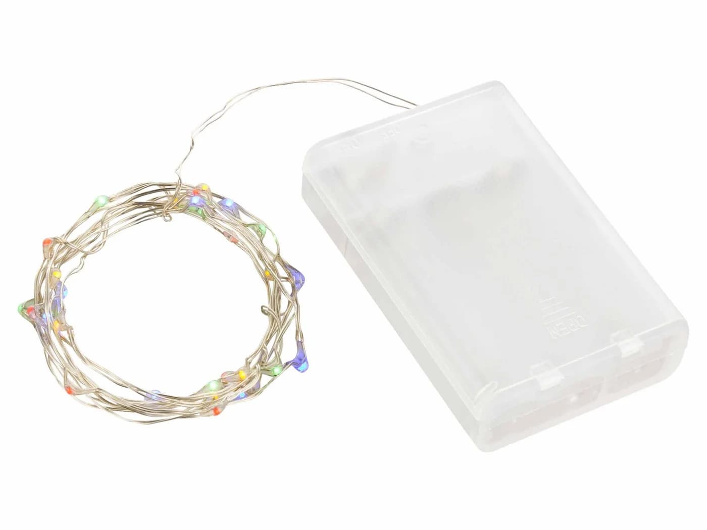 Linder Exclusiv LED-Lichterkette 30 LEDs bunt silber Kupferdraht Batterie - Bild 2