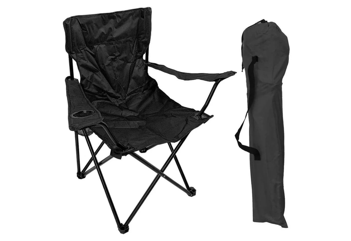Mojawo Klappstuhl Anglersessel Schwarz mit Getränkehalter und Tasche - Bild 2