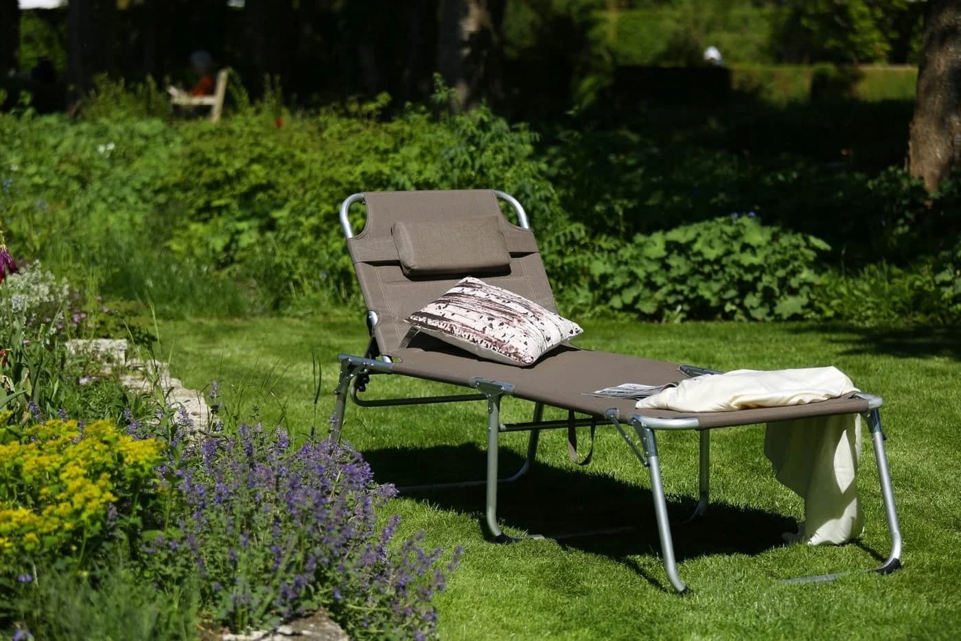 LEX Gartenliege XXL Sonnenliege Taupe Aluminium