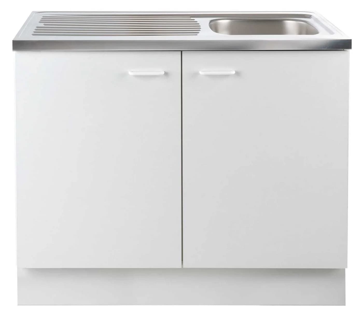 Spülenunterschrank TOP Weiß matt 100 cm Breite 2 Türen mit Spülbecken