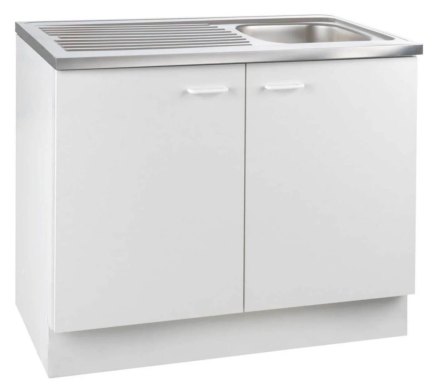 Spülenunterschrank TOP Weiß matt 100 cm Breite 2 Türen mit Spülbecken - Bild 2