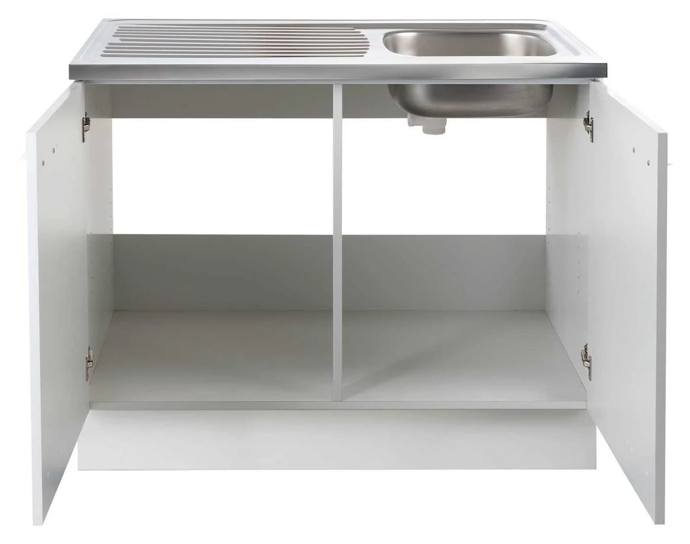 Spülenunterschrank TOP Weiß matt 100 cm Breite 2 Türen mit Spülbecken - Bild 3