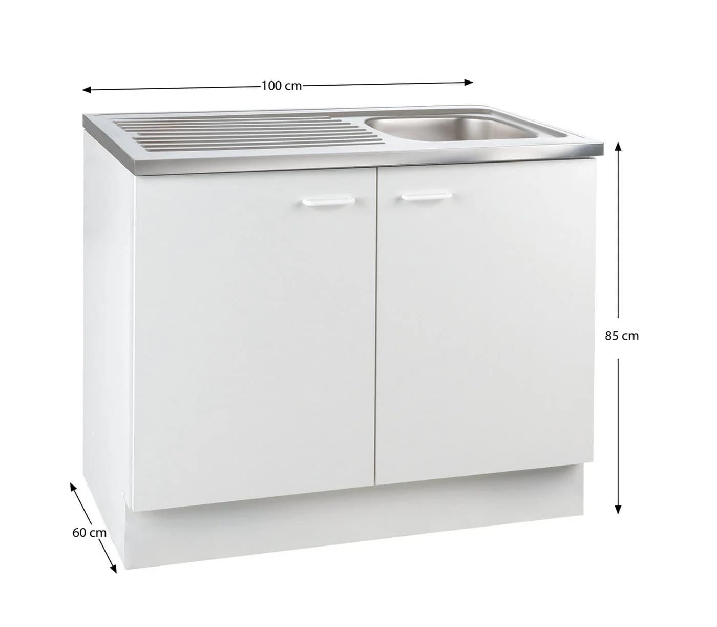 Spülenunterschrank TOP Weiß matt 100 cm Breite 2 Türen mit Spülbecken - Bild 4