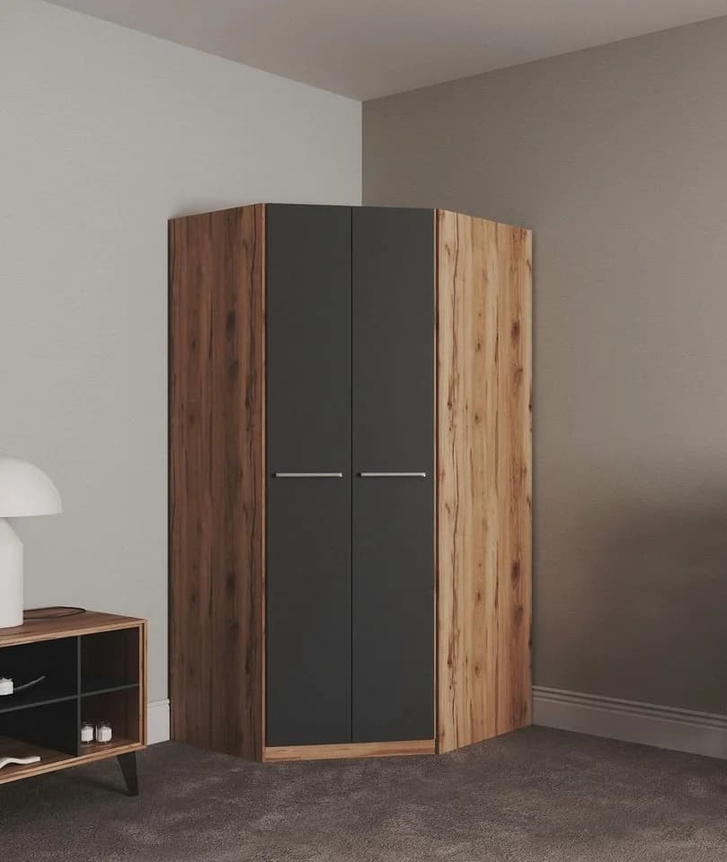 PRIESS Eckkleiderschrank Barcelona Schwarz Modern - Bild 2