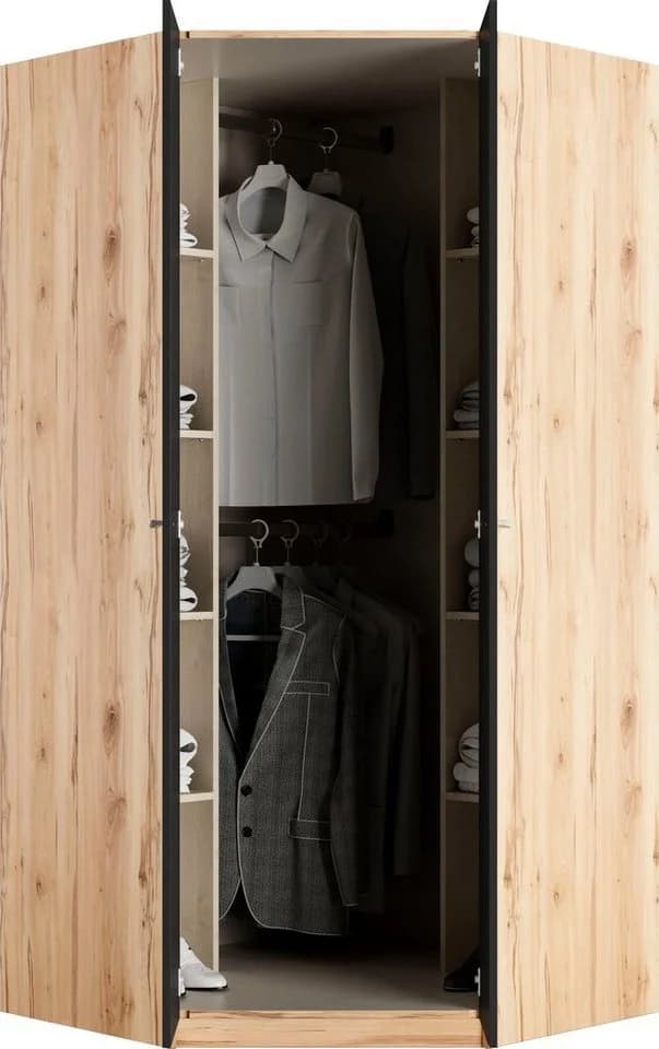 PRIESS Eckkleiderschrank Barcelona Schwarz Modern - Bild 4