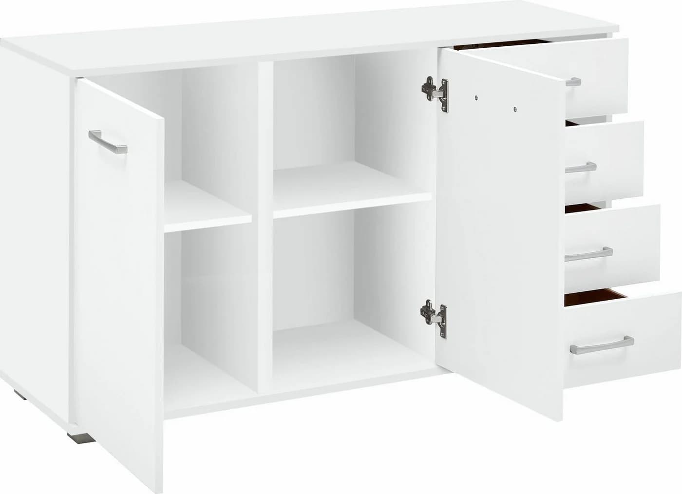 Kombikommode PRIESS Barcelona Weiß mit 4 Schubkästen und Tür
