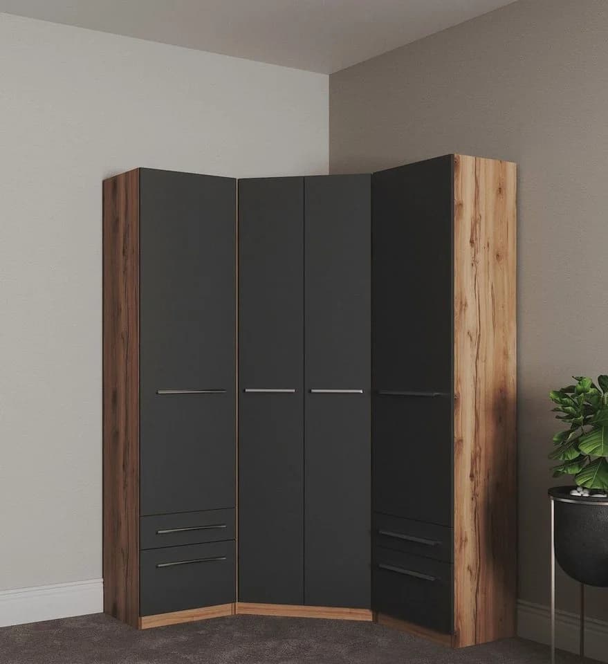 Kleiderschrank PRIESS Barcelona Schwarz mit Spiegel und Schubladen - Bild 4