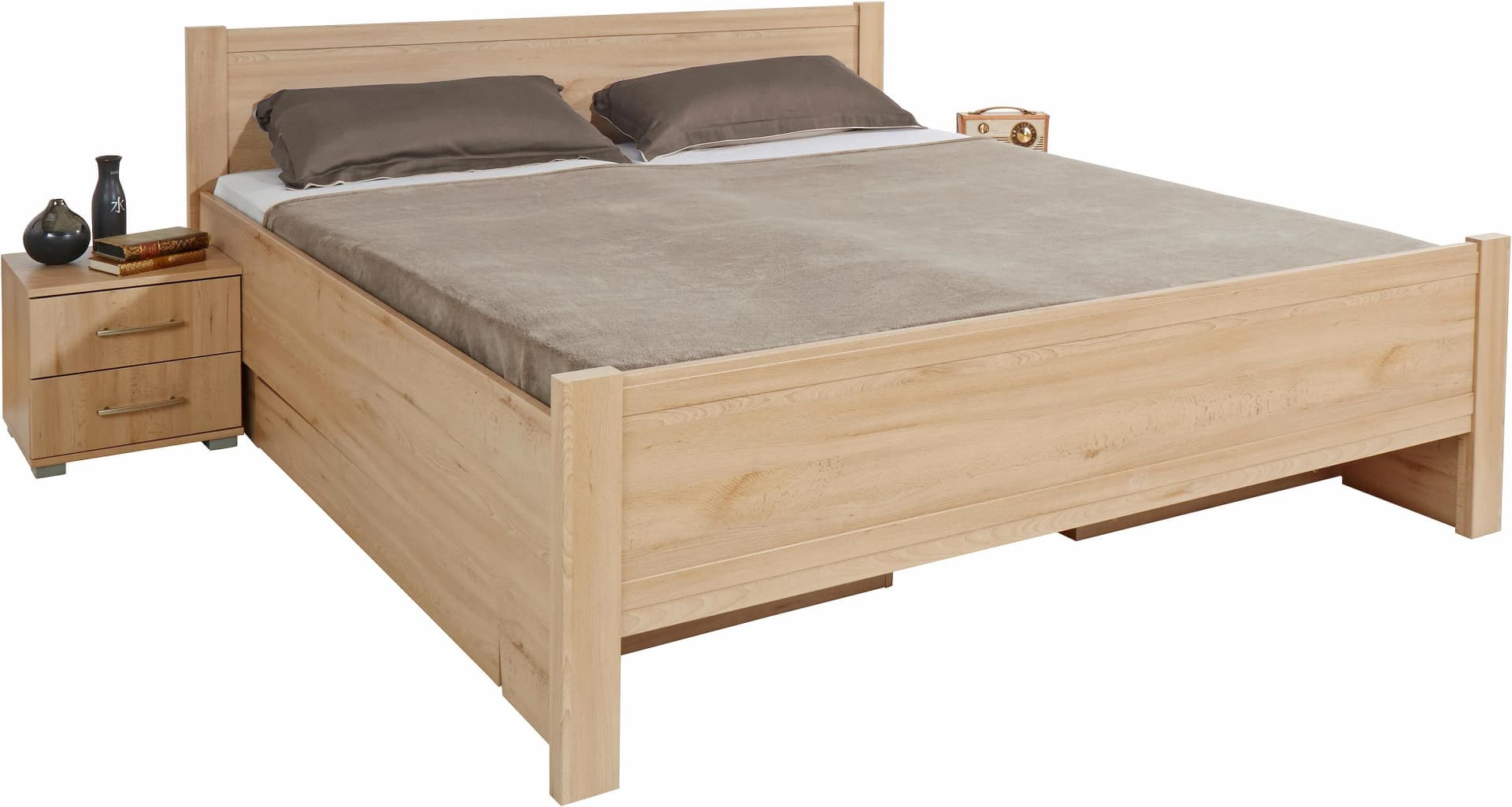 Bett PRIESS Husum Rahmenbett mit Schubkästen Braun