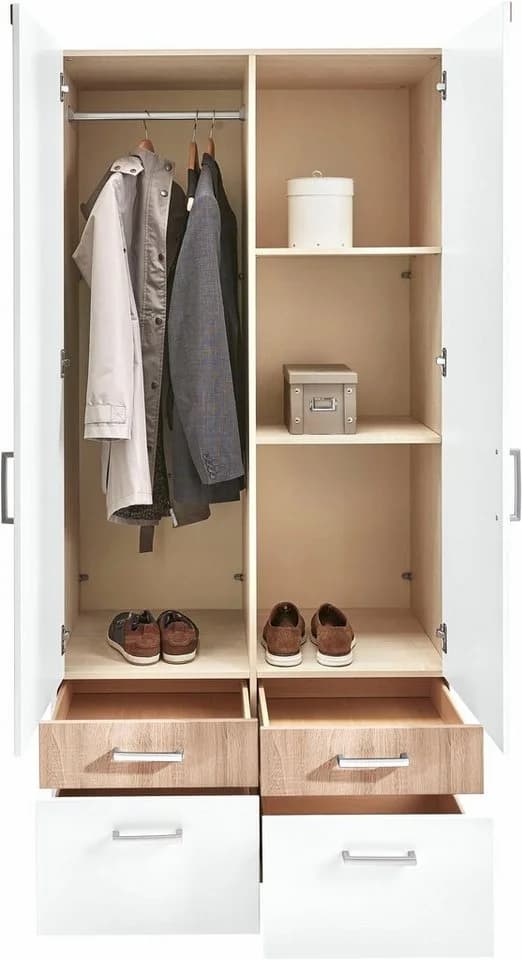 Kleiderschrank PRIESS Weiß Modern Holzwerkstoff - Bild 3