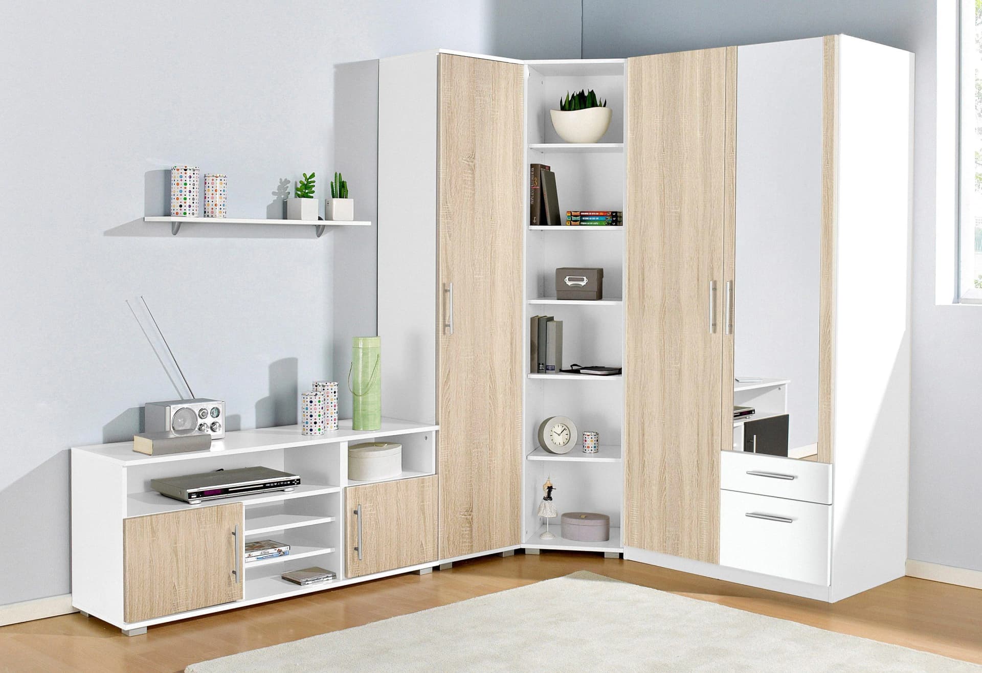 Jugendzimmer-Set PRIESS Weiß 2-türig mit Spiegel