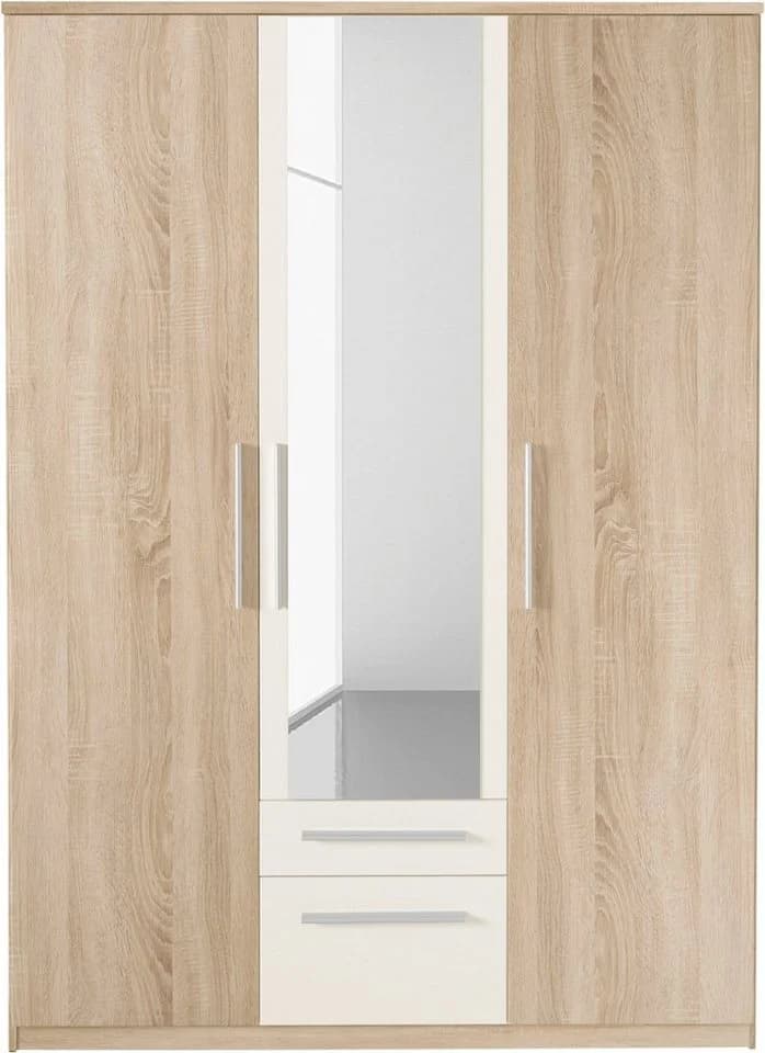 Kleiderschrank PRIESS Weiß 3-türig Holzwerkstoff