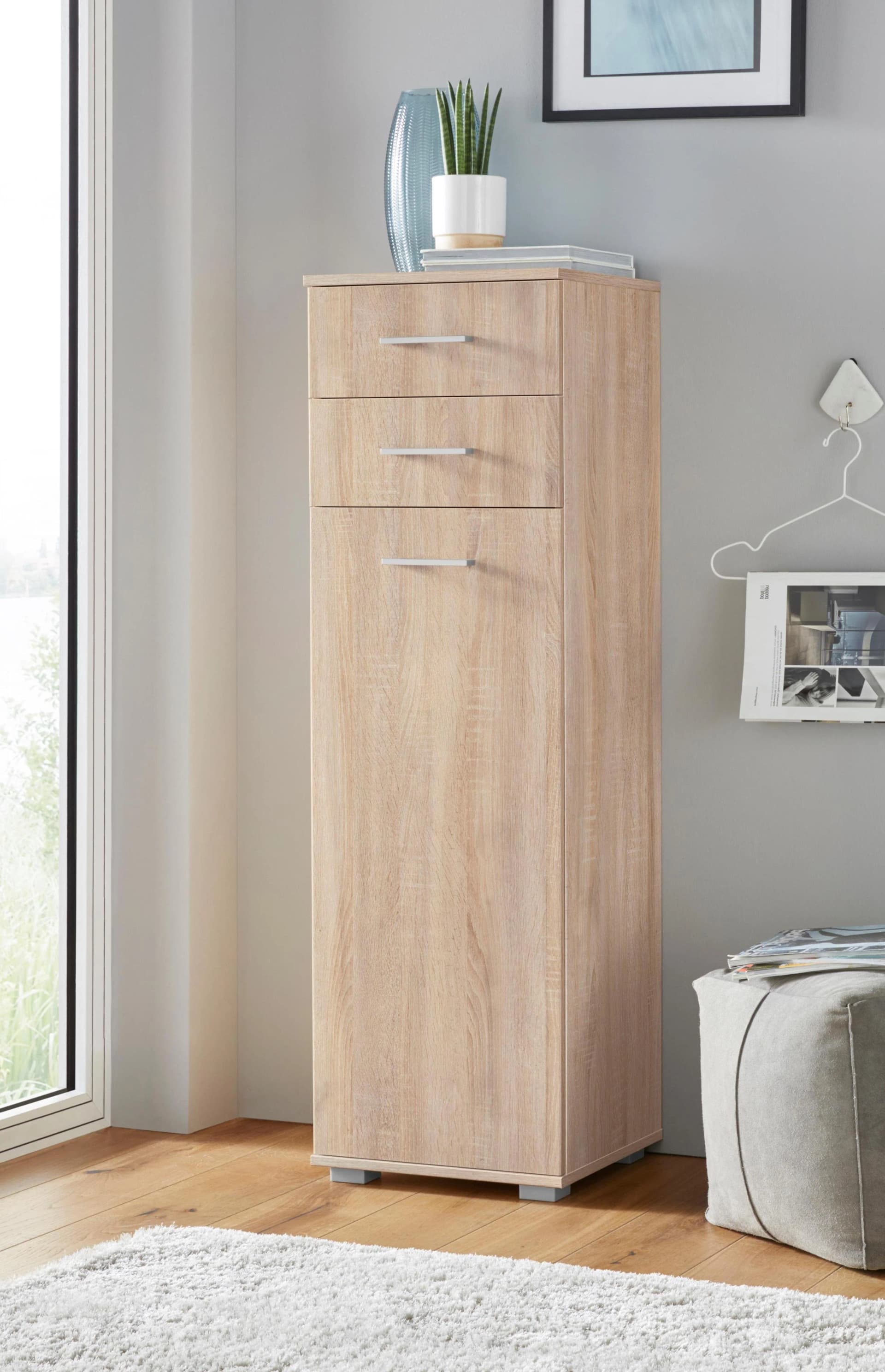 Kombikommode PRIESS Braun Strukturiert mit Schubladen und Tür