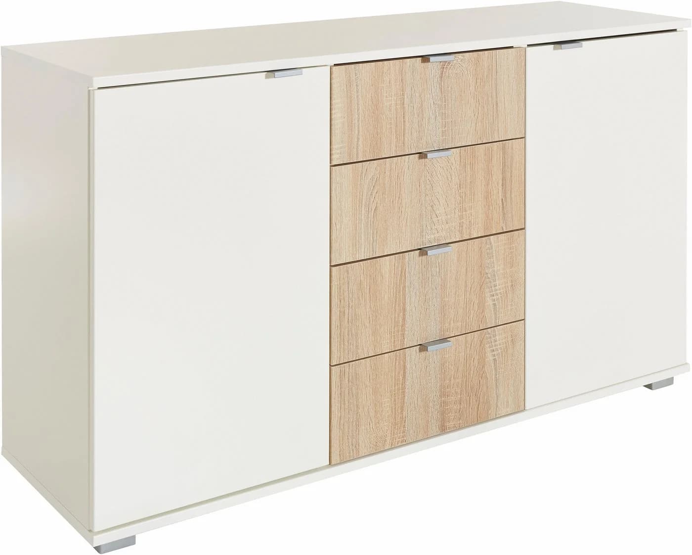 Kombikommode PRIESS Weiß Modern 2 Türen 4 Schubkästen - Bild 3