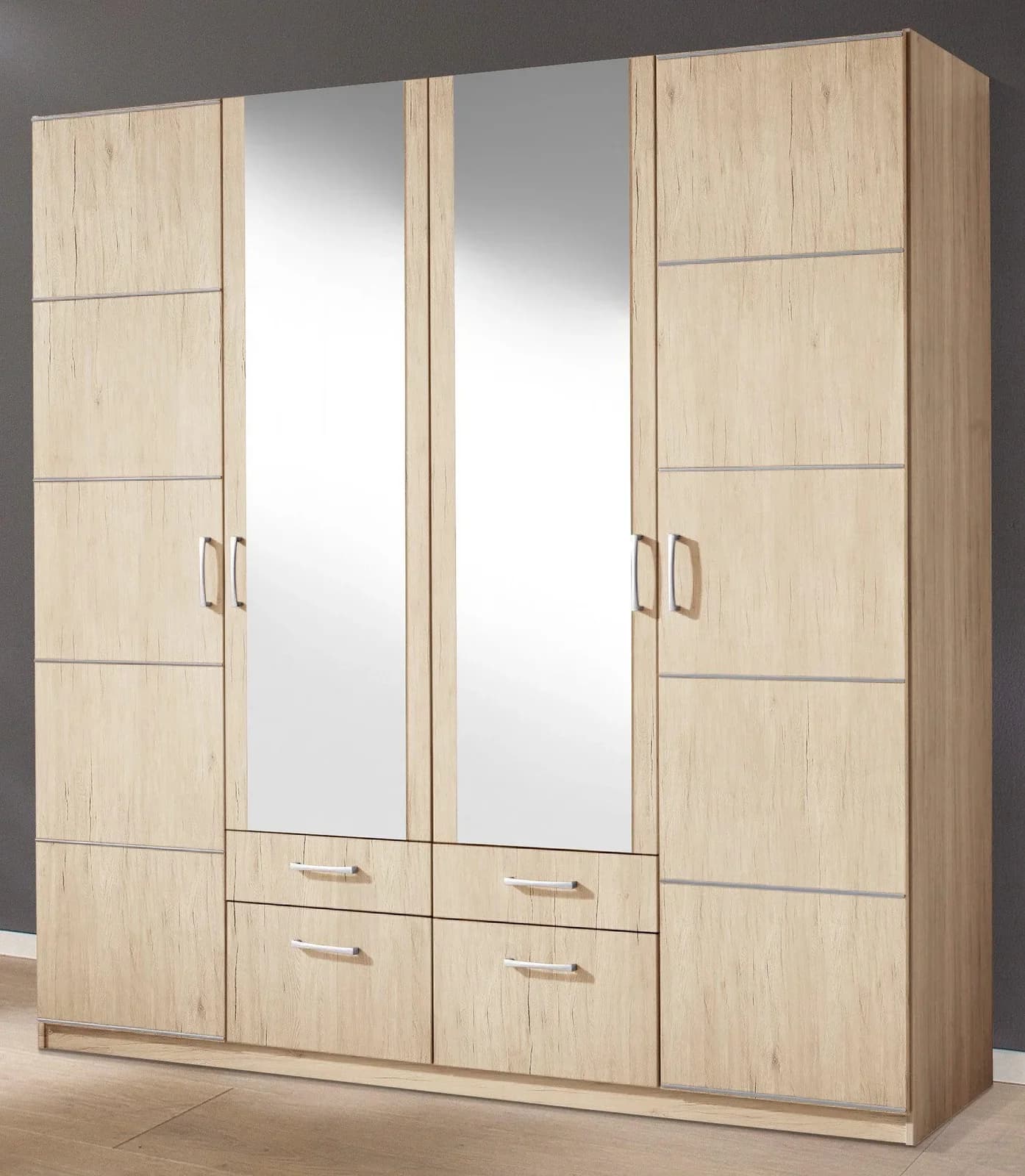 Kleiderschrank PRIESS Bilbao Braun Holzwerkstoff 4 Türen