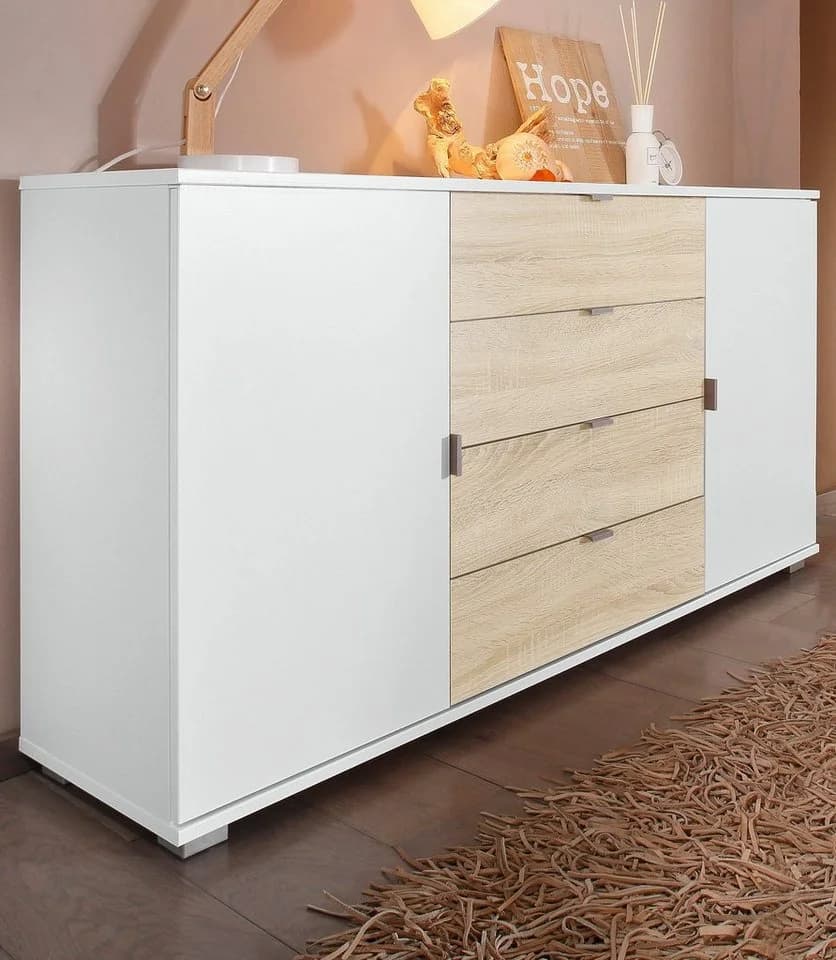 Sideboard PRIESS Weiß Modern Mit 4 Schubkästen - Bild 2