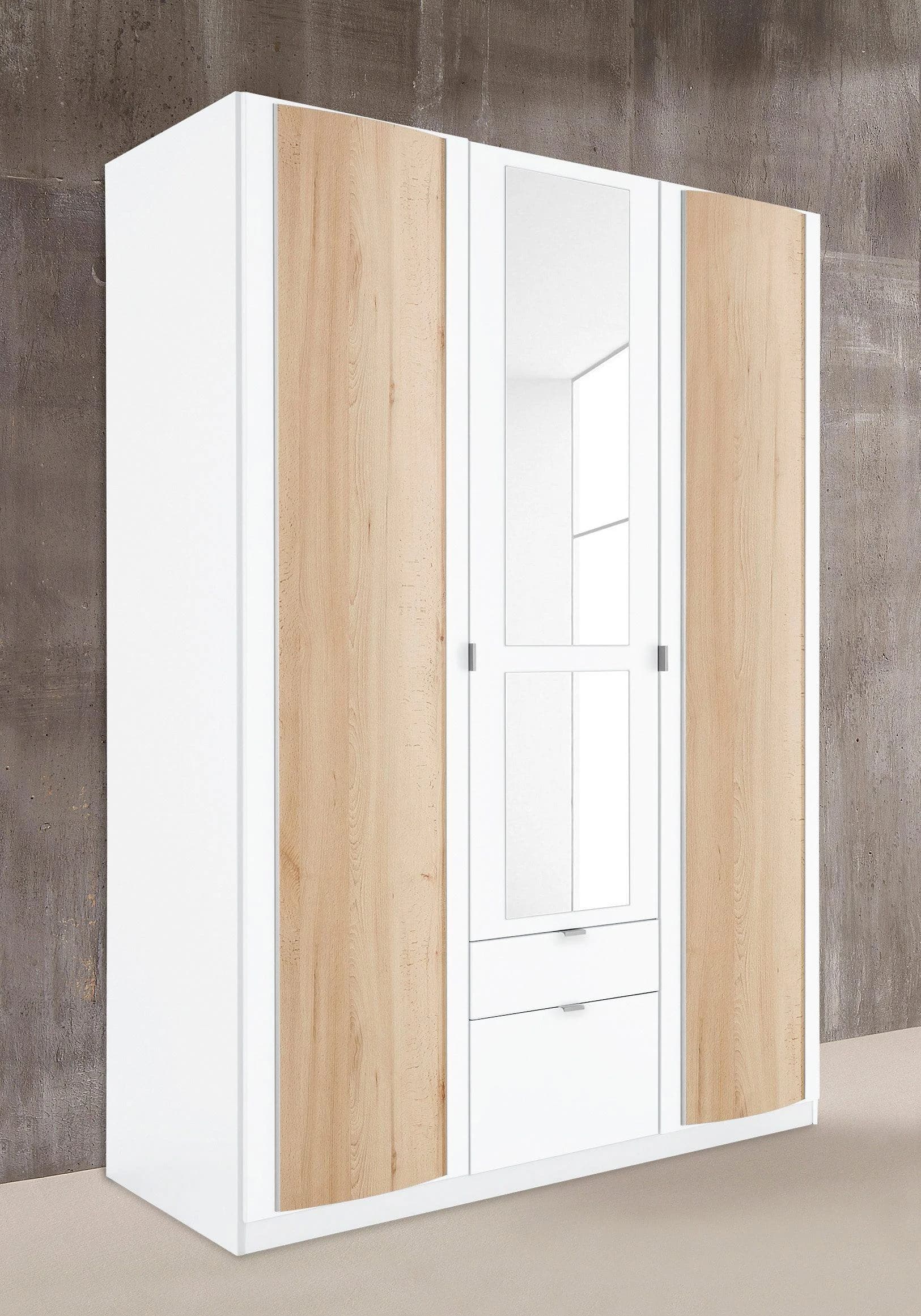 Kleiderschrank PRIESS Weiß mit Spiegeln
