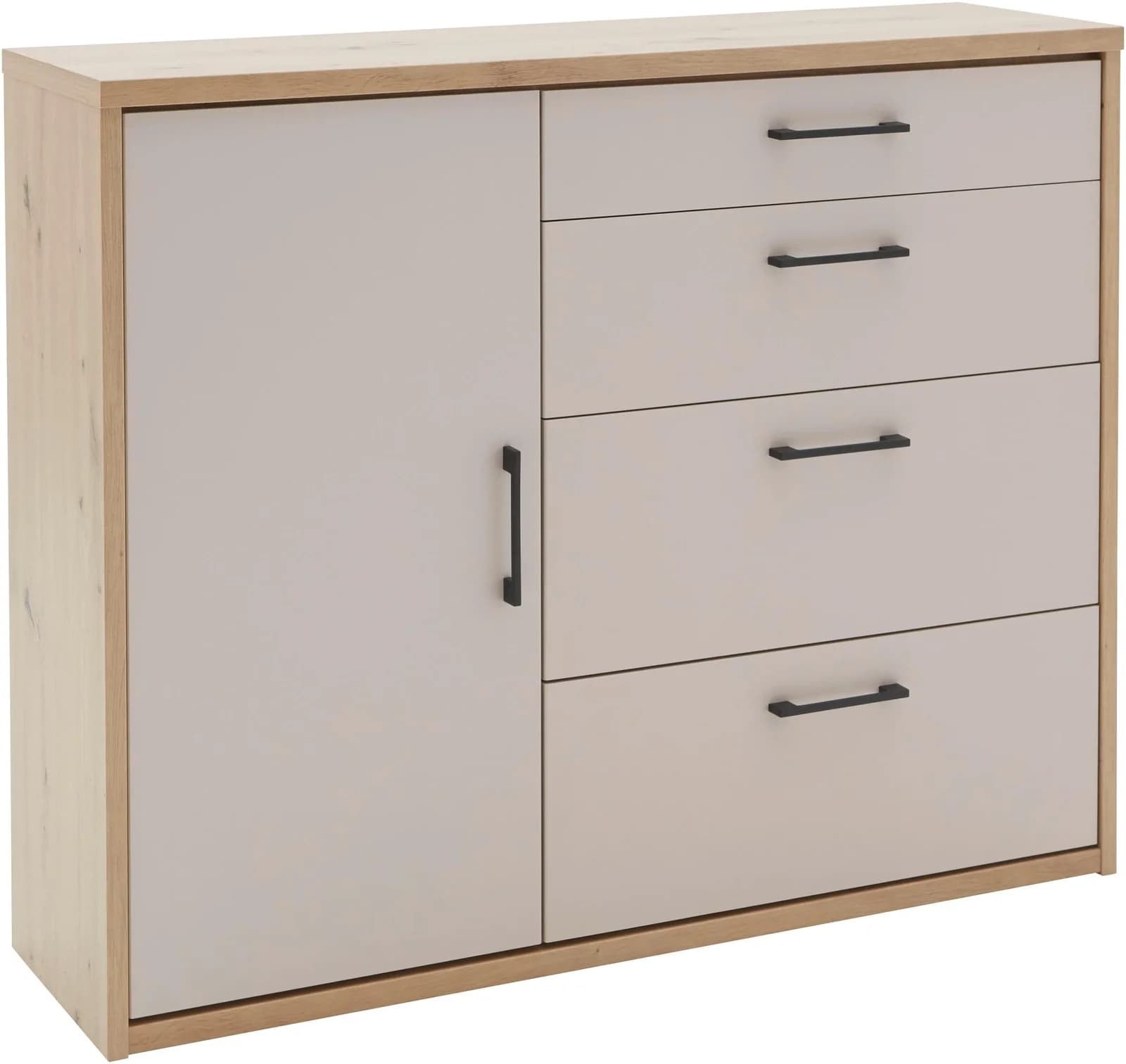 Priess Hochkommode Warburg Eiche Artisan Sandgrau mit Soft-Close