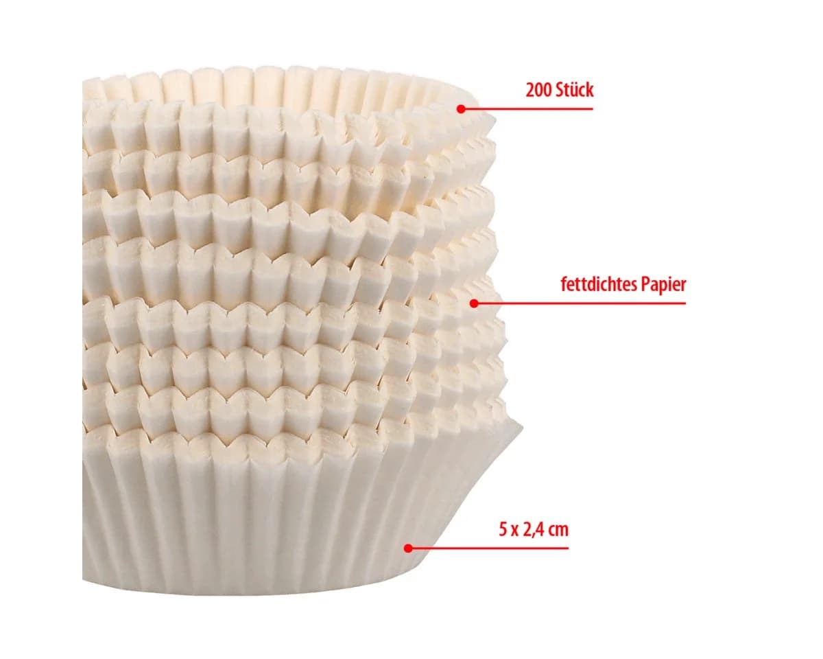 EUROHOME Muffinform Papier 200 Stück Ø5 cm Weiß - Bild 3