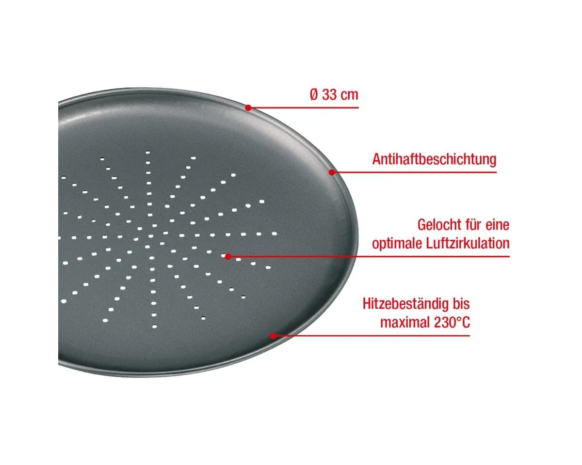 EUROHOME Pizzablech 33 cm Karbonstahl Antihaft - Bild 3