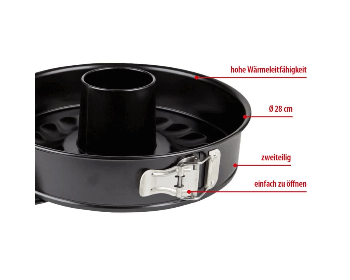 EUROHOME Springform Kuchenform rund Ø28 cm Antihaftbeschichtung Schwarz - Bild 3