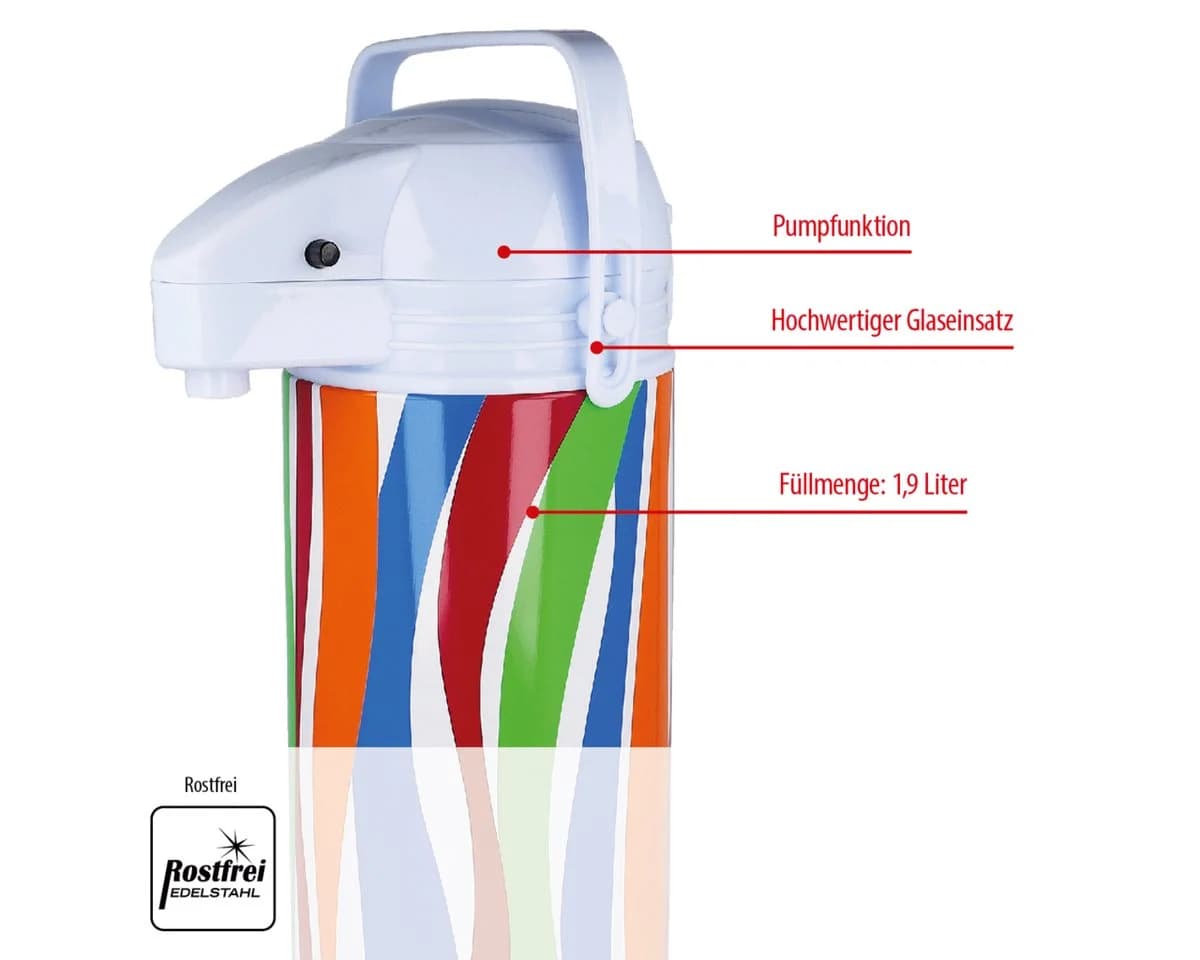 EUROHOME Pump-Isolierkanne 1,9 l Glas Kunststoff - Bild 3